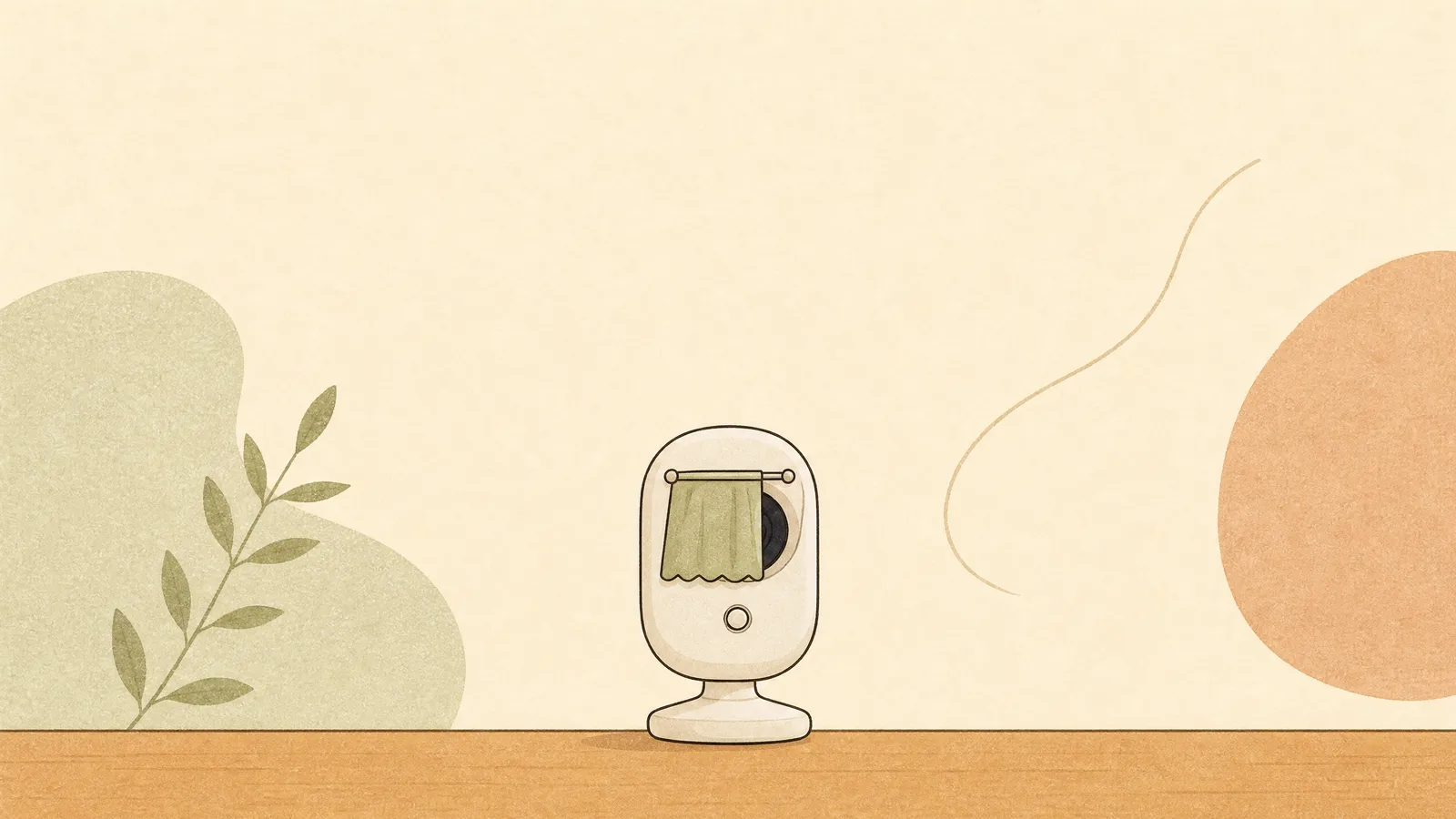レンズにシャッターがかかったカメラのイラスト