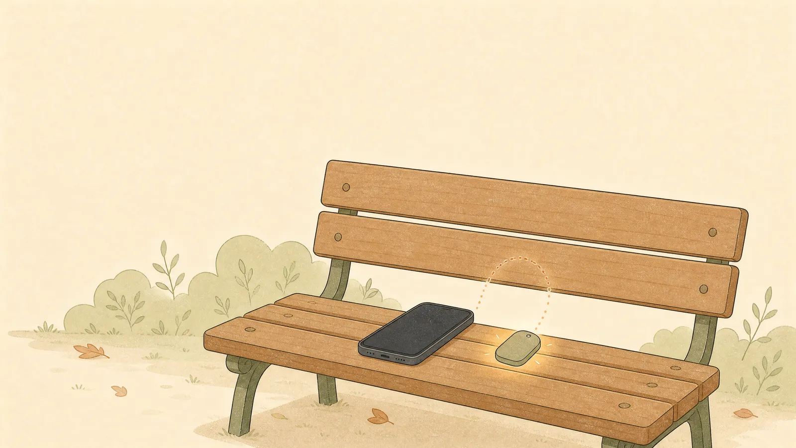 電池切れのスマホとまだ光るGPS端末のイラスト